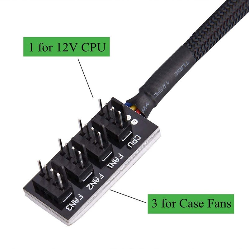 Pomya PWM Fan Hub, 4-Pin Computer CPU/Case Fan Power Multi Splitter Connector Cable Adapter for Computer Cooler Fans - Image 5